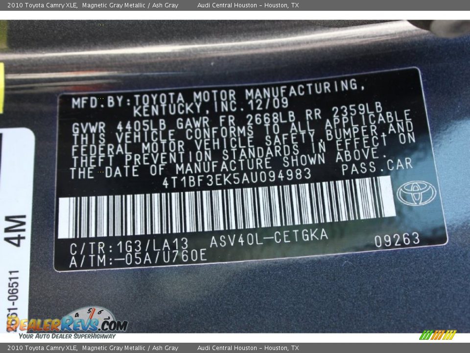 2010 Toyota Camry XLE Magnetic Gray Metallic / Ash Gray Photo #27