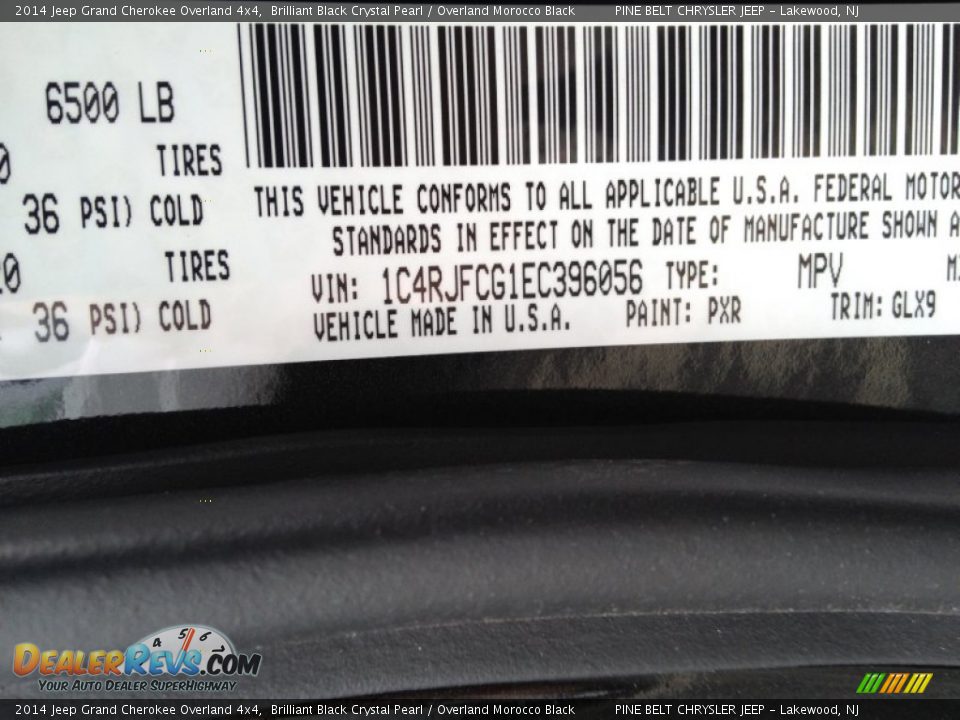 2014 Jeep Grand Cherokee Overland 4x4 Brilliant Black Crystal Pearl / Overland Morocco Black Photo #8