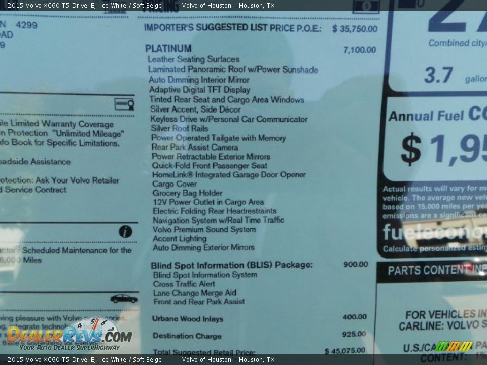 2015 Volvo XC60 T5 Drive-E Ice White / Soft Beige Photo #33
