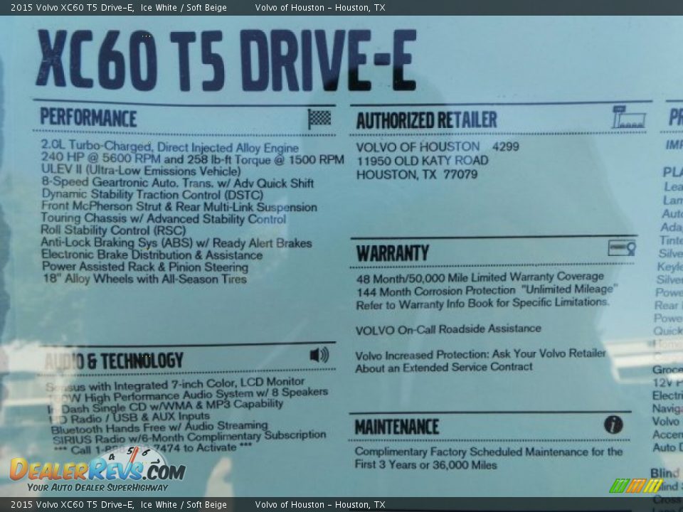 2015 Volvo XC60 T5 Drive-E Ice White / Soft Beige Photo #34