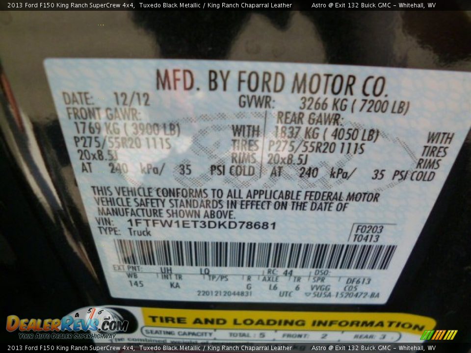 2013 Ford F150 King Ranch SuperCrew 4x4 Tuxedo Black Metallic / King Ranch Chaparral Leather Photo #17