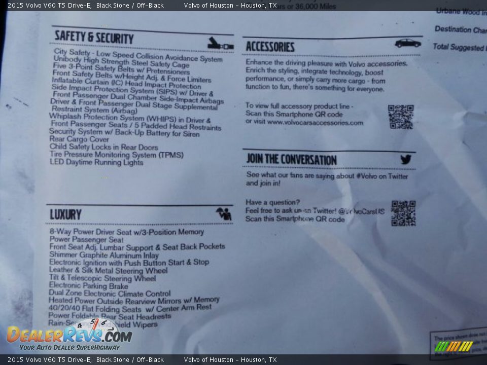 2015 Volvo V60 T5 Drive-E Window Sticker Photo #34