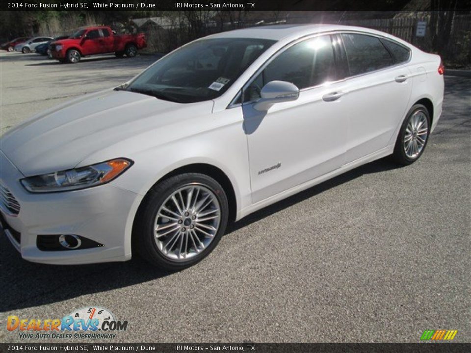 2014 Ford Fusion Hybrid SE White Platinum / Dune Photo #1