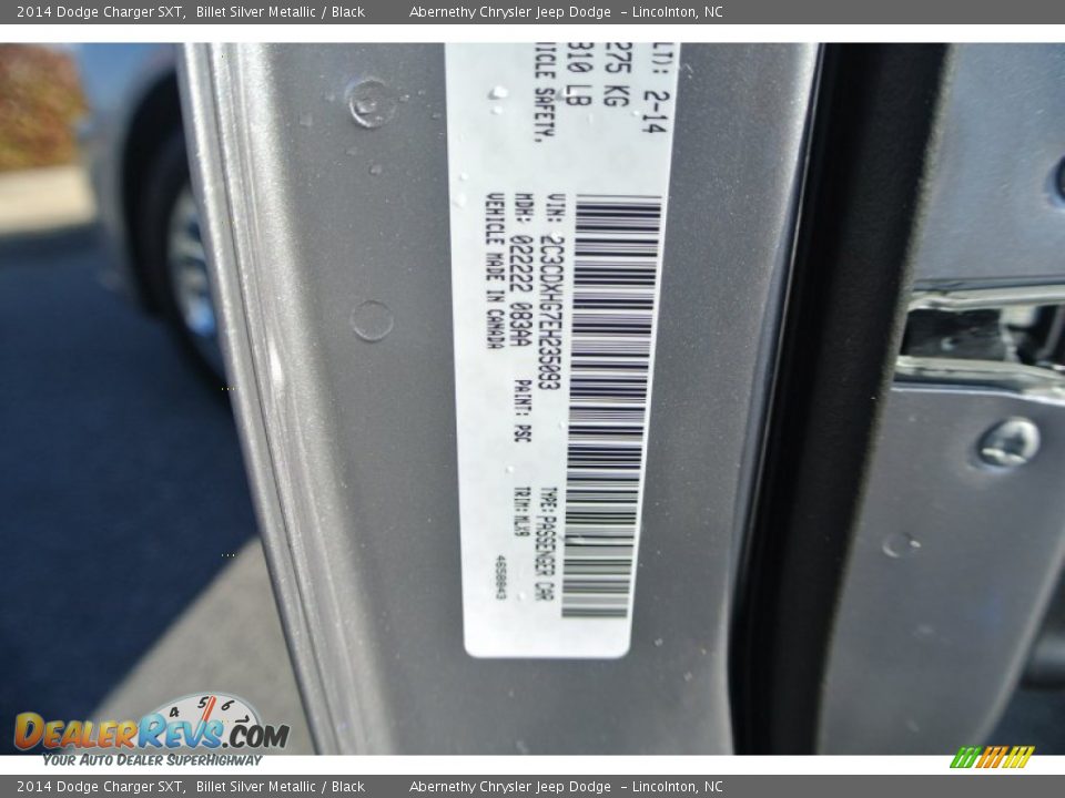 2014 Dodge Charger SXT Billet Silver Metallic / Black Photo #7