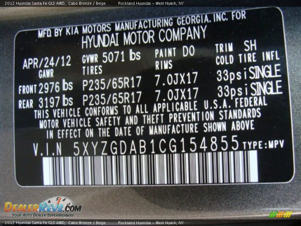 2012 Hyundai Santa Fe GLS AWD Cabo Bronze / Beige Photo #31