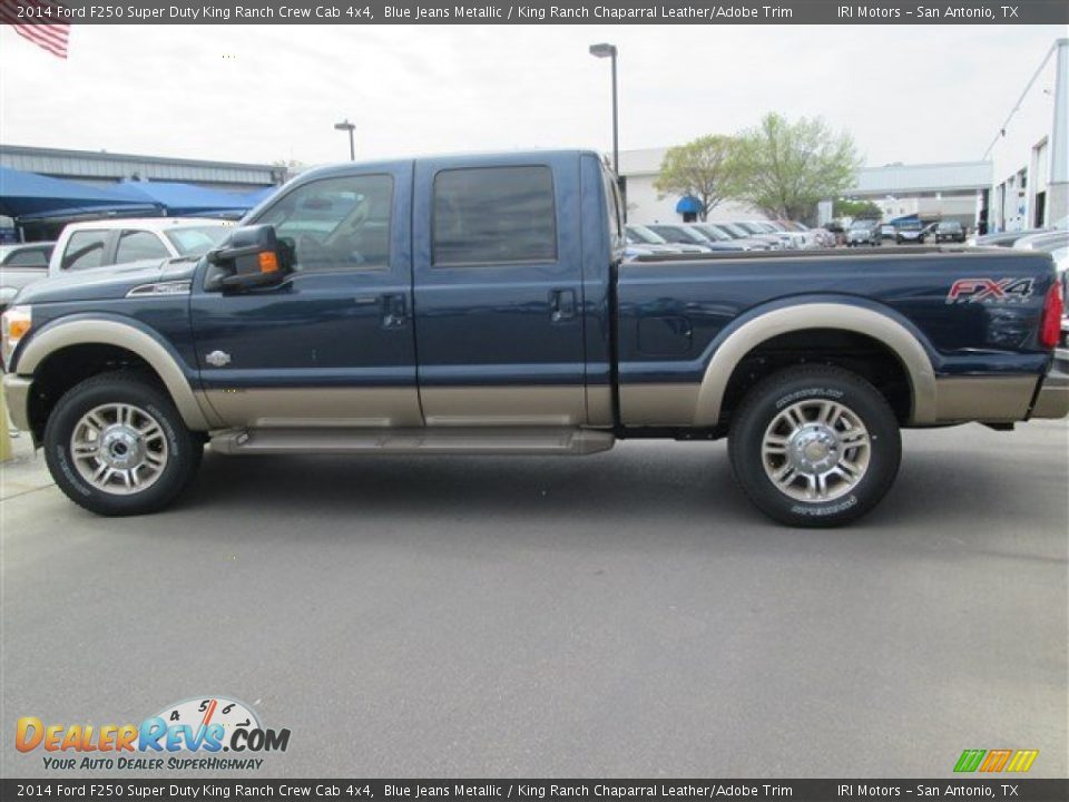 2014 Ford F250 Super Duty King Ranch Crew Cab 4x4 Blue Jeans Metallic / King Ranch Chaparral Leather/Adobe Trim Photo #4