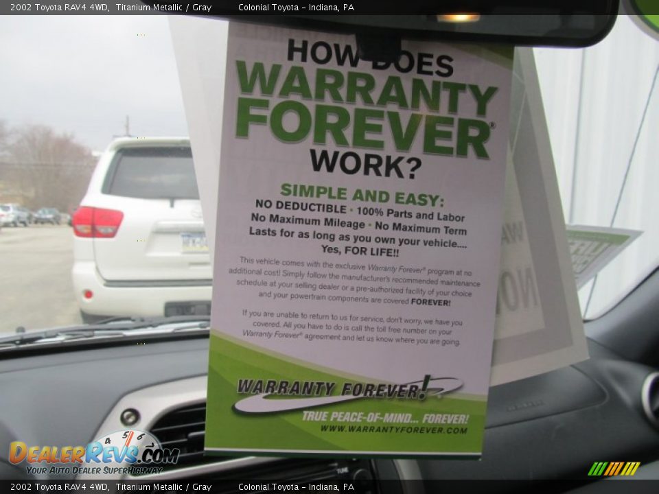 2002 Toyota RAV4 4WD Titanium Metallic / Gray Photo #18