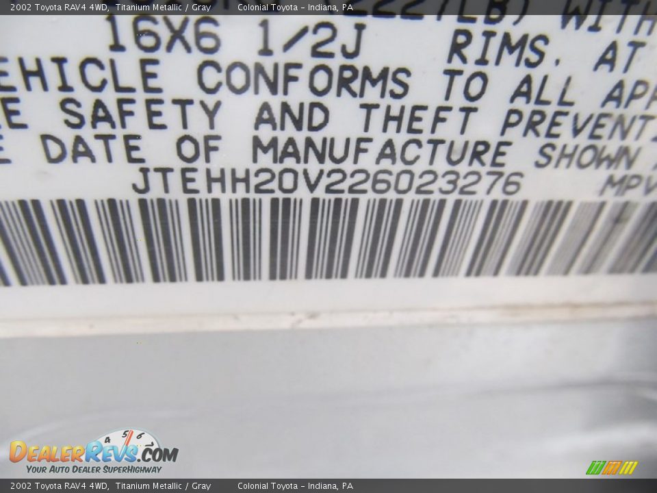 2002 Toyota RAV4 4WD Titanium Metallic / Gray Photo #19