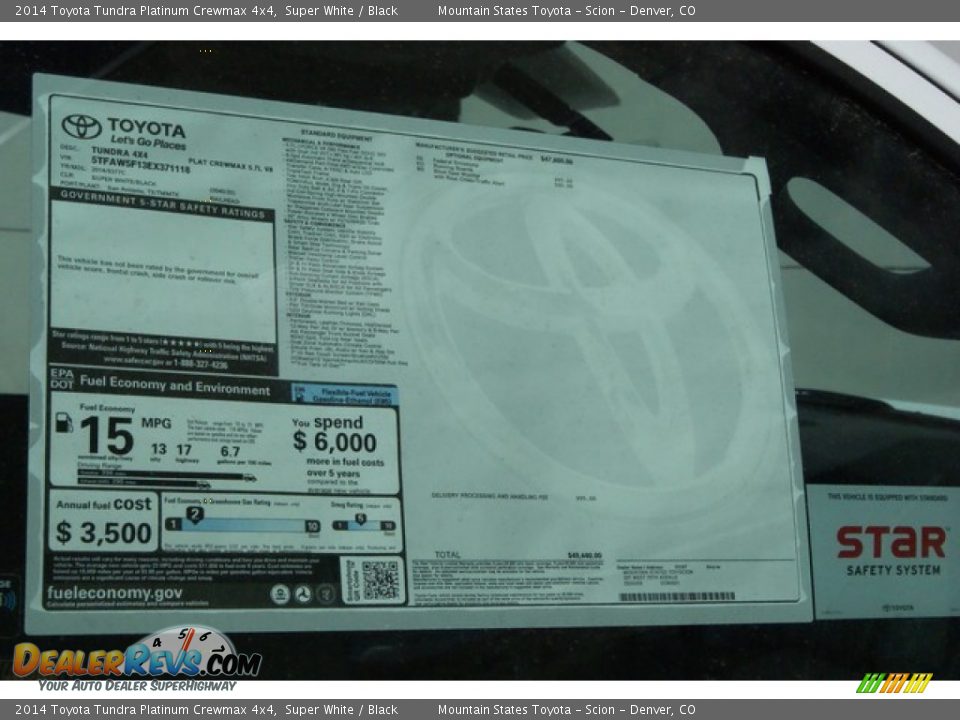 2014 Toyota Tundra Platinum Crewmax 4x4 Super White / Black Photo #10