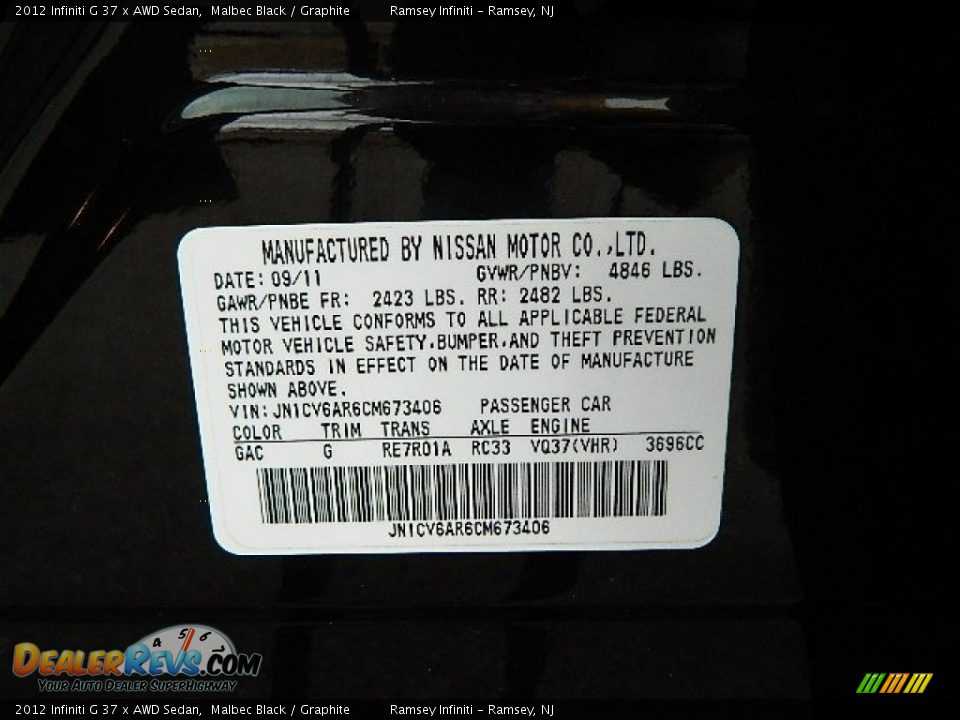 2012 Infiniti G 37 x AWD Sedan Malbec Black / Graphite Photo #20