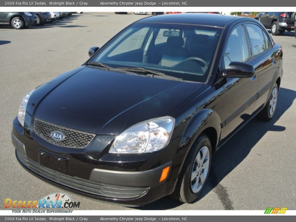 2009 Kia Rio LX Sedan Midnight Black / Gray Photo #1