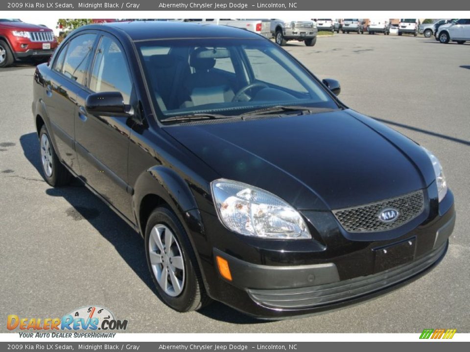 2009 Kia Rio LX Sedan Midnight Black / Gray Photo #2