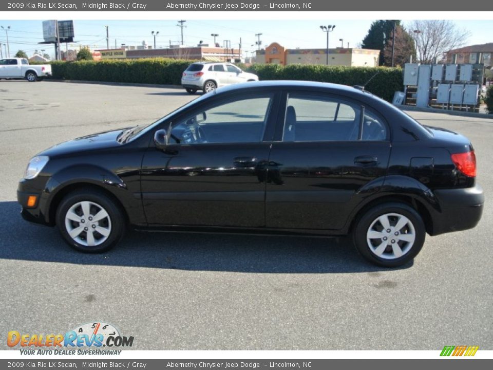 2009 Kia Rio LX Sedan Midnight Black / Gray Photo #3