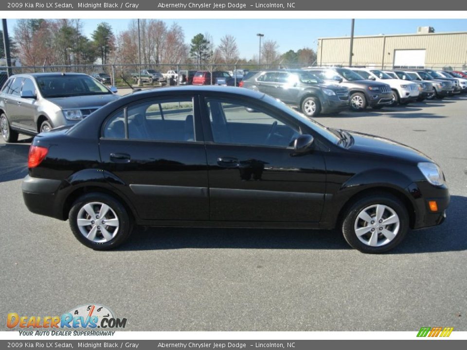 2009 Kia Rio LX Sedan Midnight Black / Gray Photo #6