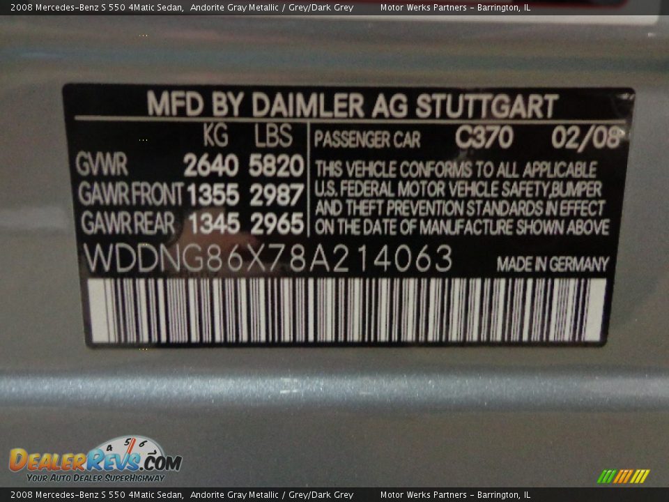 2008 Mercedes-Benz S 550 4Matic Sedan Andorite Gray Metallic / Grey/Dark Grey Photo #21