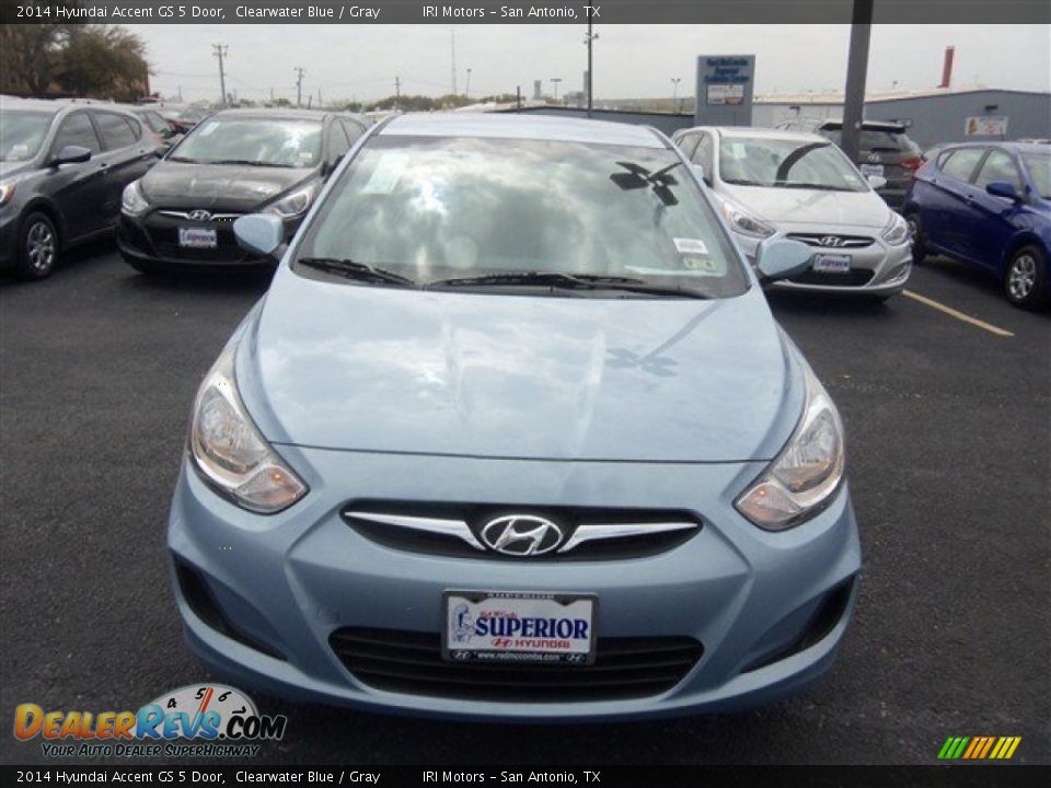 2014 Hyundai Accent GS 5 Door Clearwater Blue / Gray Photo #2