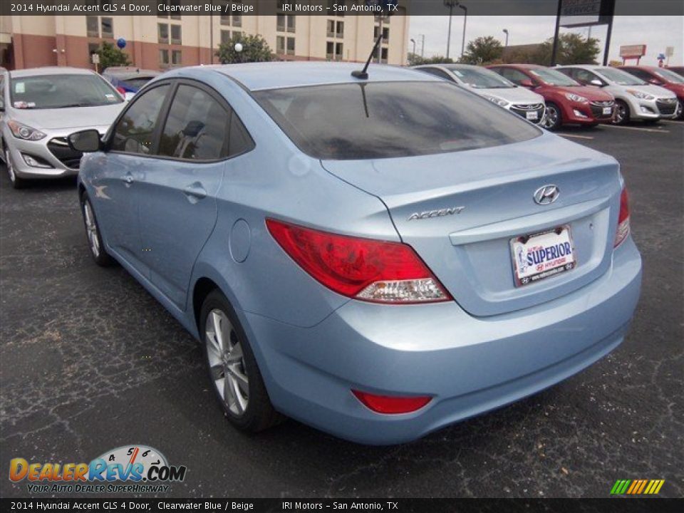 2014 Hyundai Accent GLS 4 Door Clearwater Blue / Beige Photo #4