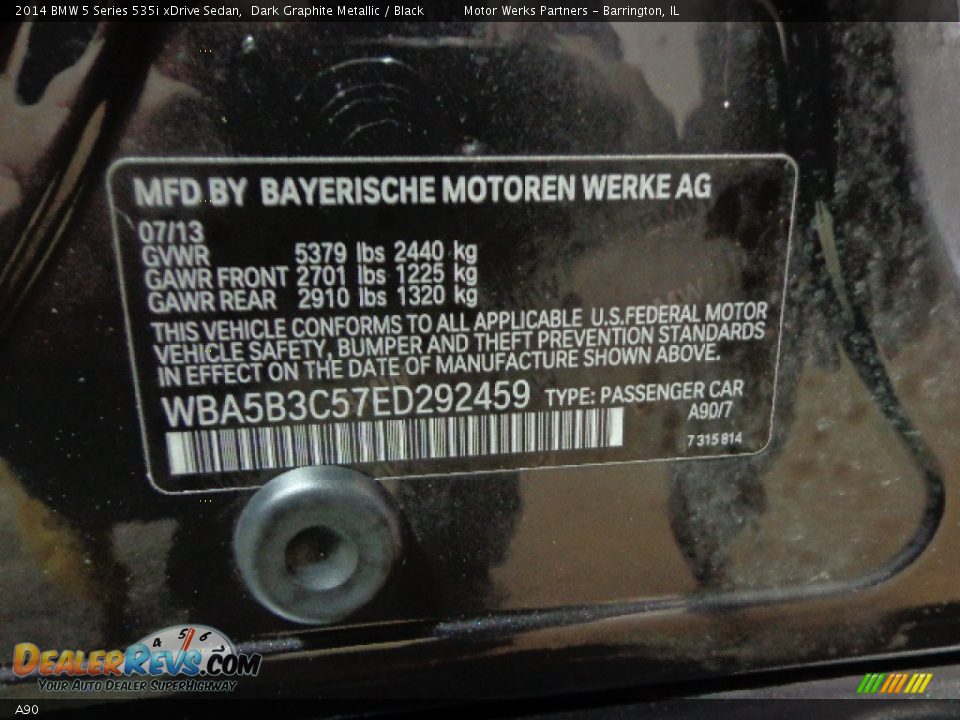 BMW Color Code A90 Dark Graphite Metallic