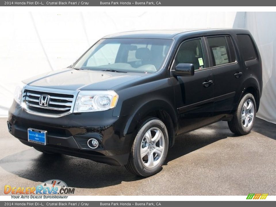 2014 Honda Pilot EX-L Crystal Black Pearl / Gray Photo #3