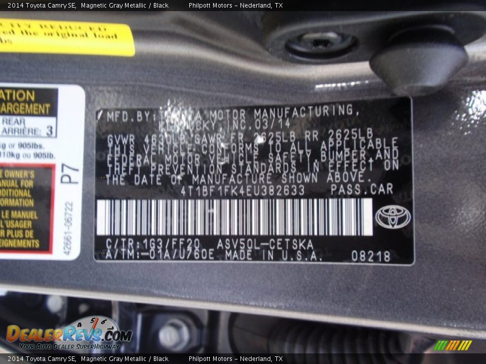 2014 Toyota Camry SE Magnetic Gray Metallic / Black Photo #33