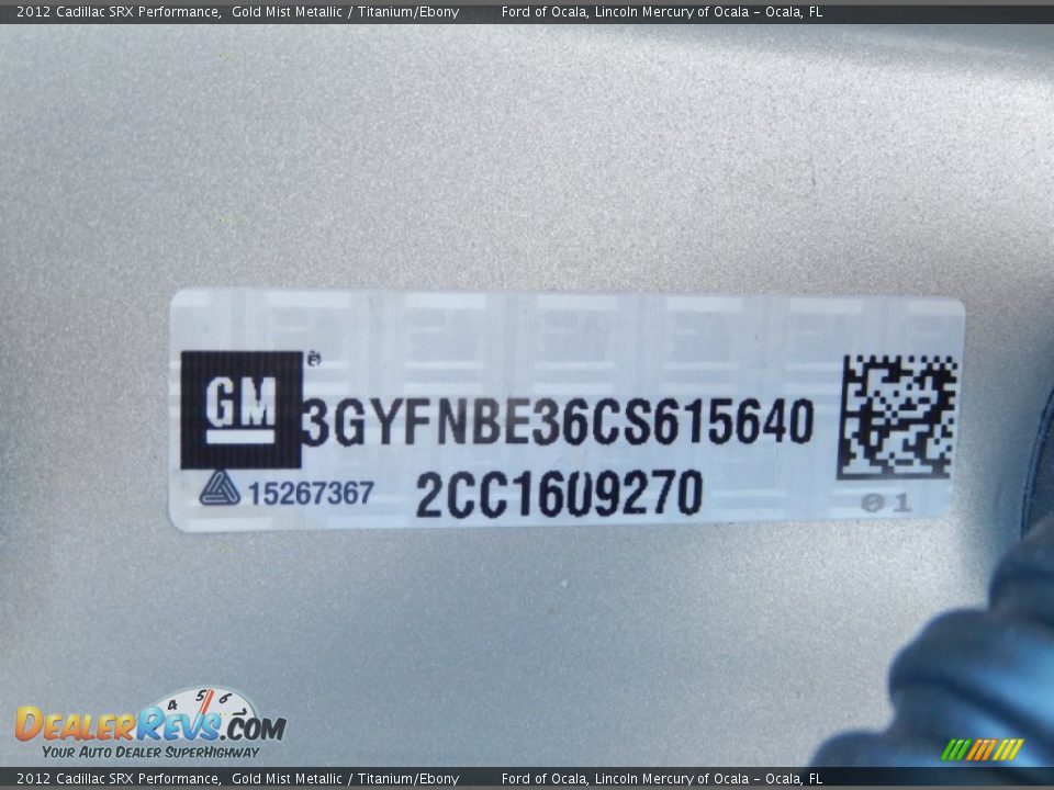 2012 Cadillac SRX Performance Gold Mist Metallic / Titanium/Ebony Photo #29