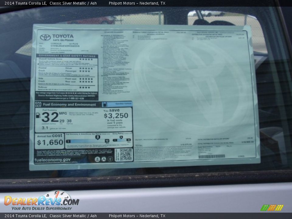 2014 Toyota Corolla LE Classic Silver Metallic / Ash Photo #34