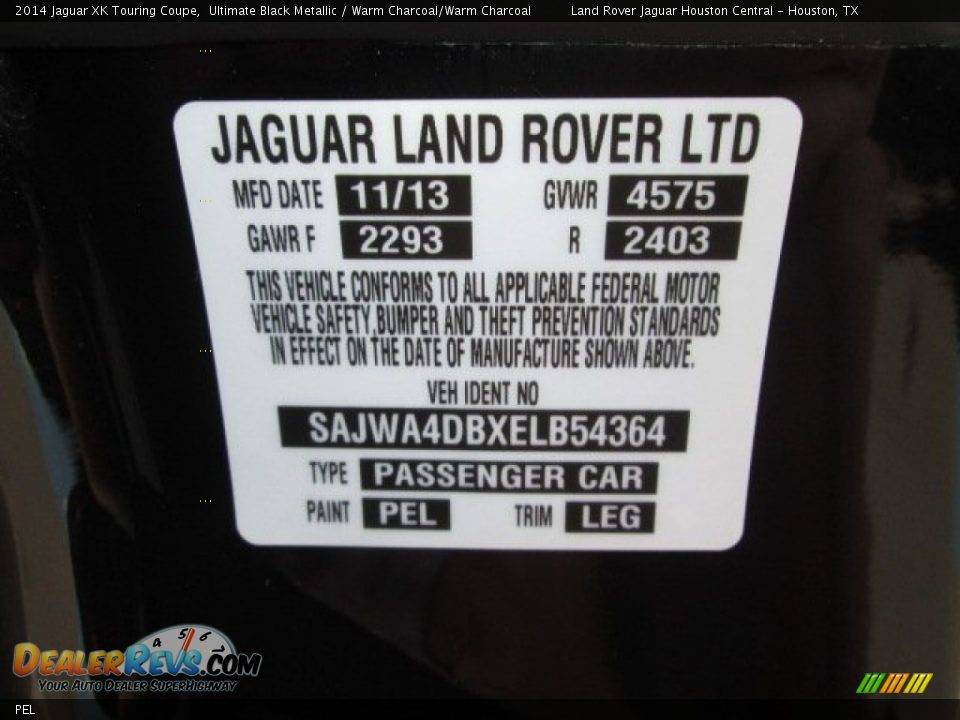 Jaguar Color Code PEL Ultimate Black Metallic