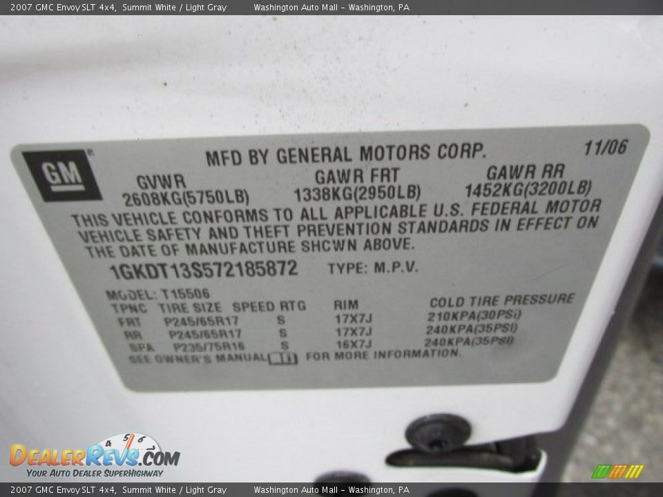 2007 GMC Envoy SLT 4x4 Summit White / Light Gray Photo #19