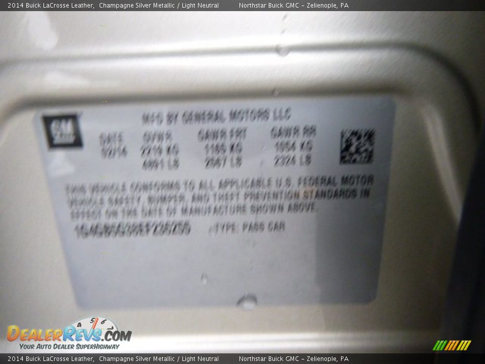 2014 Buick LaCrosse Leather Champagne Silver Metallic / Light Neutral Photo #20