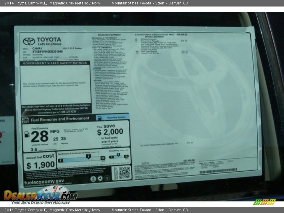 2014 Toyota Camry XLE Magnetic Gray Metallic / Ivory Photo #10