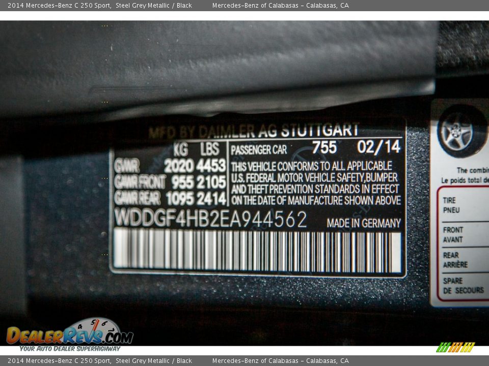 2014 Mercedes-Benz C 250 Sport Steel Grey Metallic / Black Photo #7