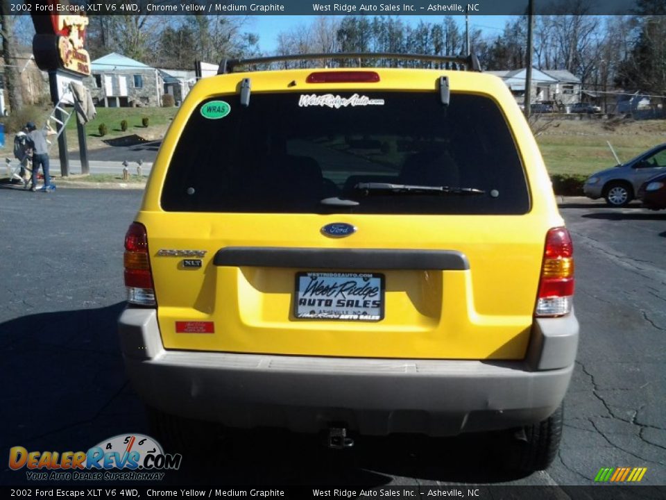 2002 Ford Escape XLT V6 4WD Chrome Yellow / Medium Graphite Photo #10