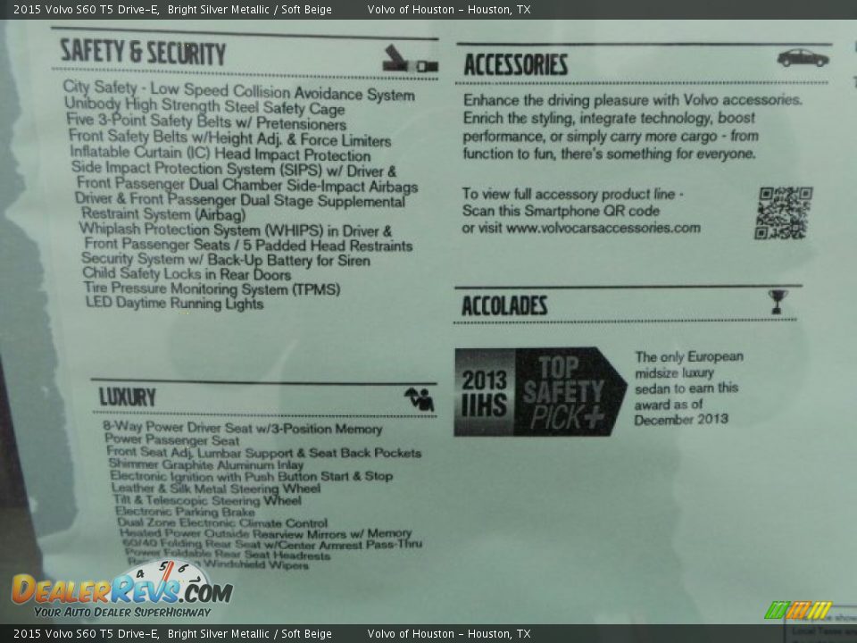 2015 Volvo S60 T5 Drive-E Bright Silver Metallic / Soft Beige Photo #32