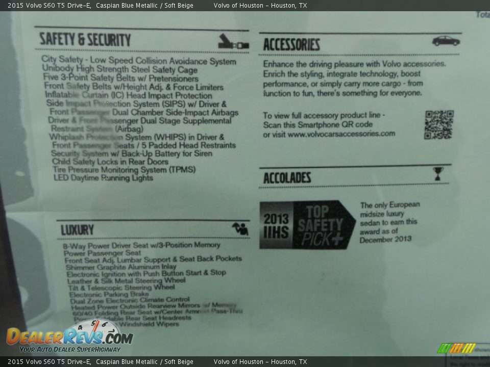 2015 Volvo S60 T5 Drive-E Caspian Blue Metallic / Soft Beige Photo #33