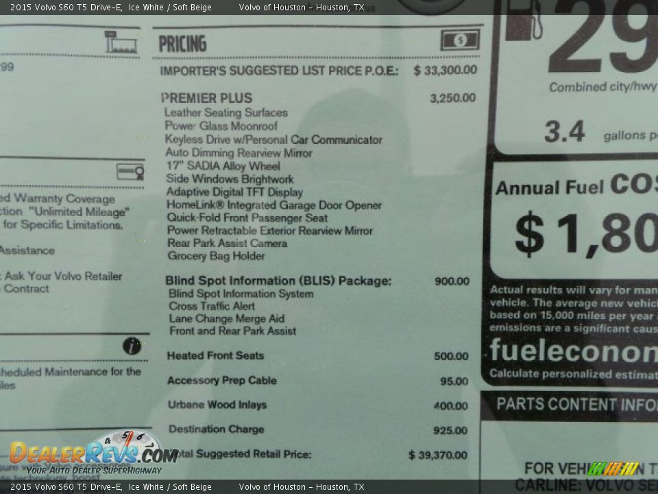 2015 Volvo S60 T5 Drive-E Ice White / Soft Beige Photo #30