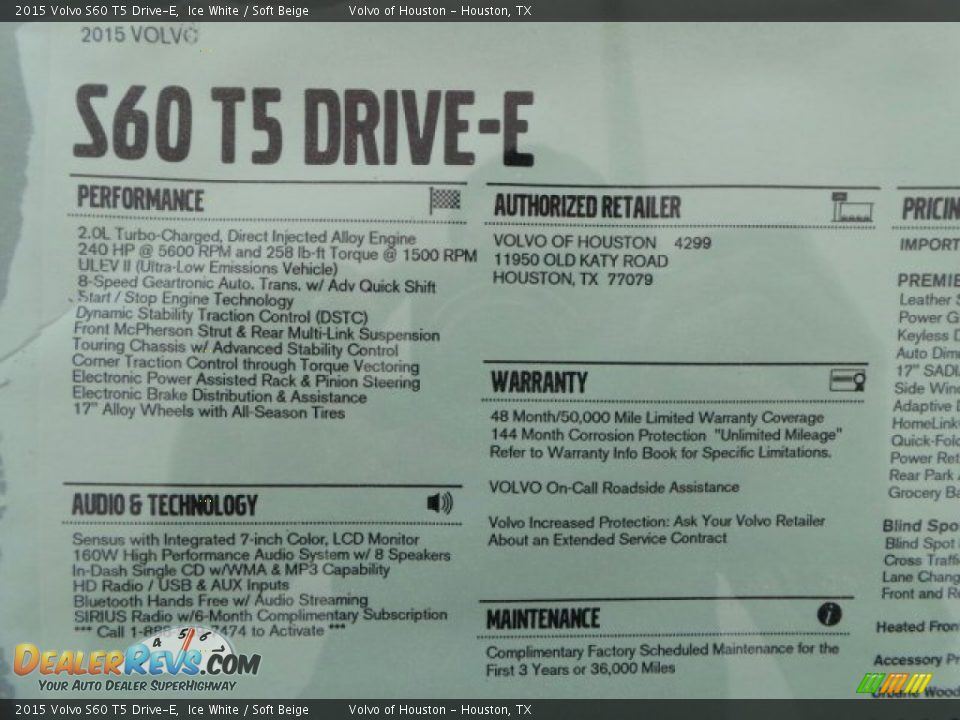 2015 Volvo S60 T5 Drive-E Ice White / Soft Beige Photo #31