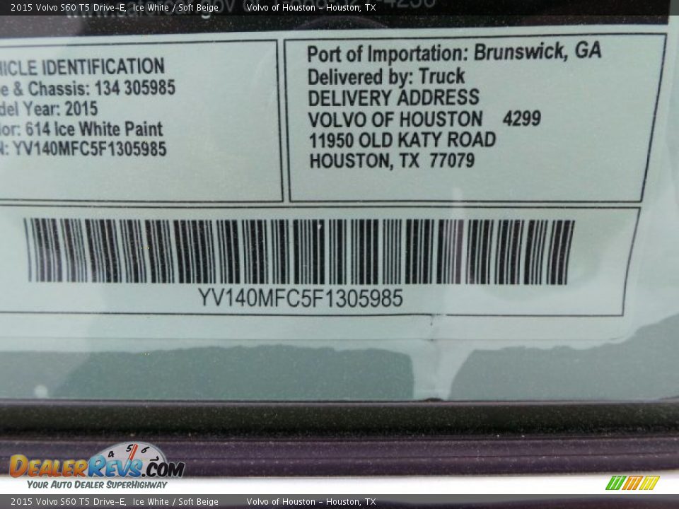 2015 Volvo S60 T5 Drive-E Ice White / Soft Beige Photo #33