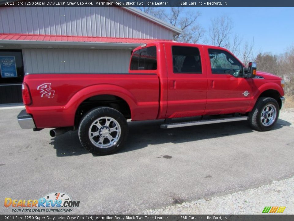2011 Ford F250 Super Duty Lariat Crew Cab 4x4 Vermillion Red / Black Two Tone Leather Photo #6
