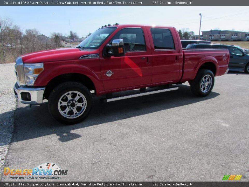 2011 Ford F250 Super Duty Lariat Crew Cab 4x4 Vermillion Red / Black Two Tone Leather Photo #8