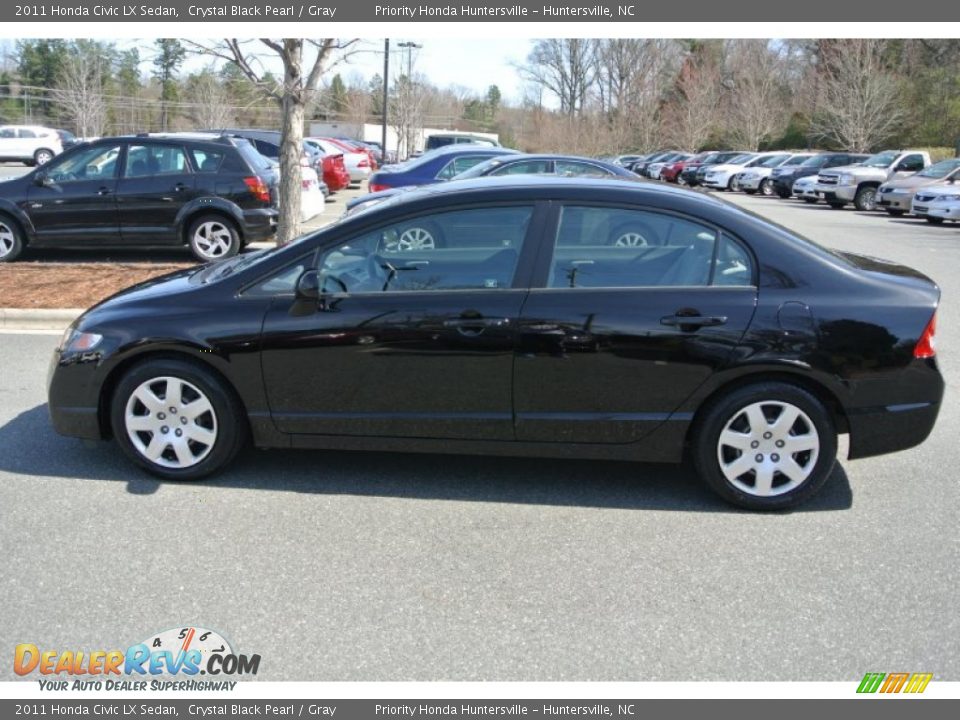2011 Honda Civic LX Sedan Crystal Black Pearl / Gray Photo #3