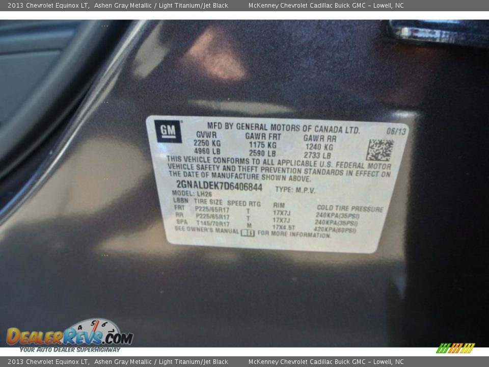 2013 Chevrolet Equinox LT Ashen Gray Metallic / Light Titanium/Jet Black Photo #7