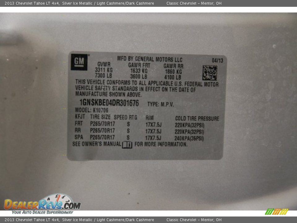 2013 Chevrolet Tahoe LT 4x4 Silver Ice Metallic / Light Cashmere/Dark Cashmere Photo #15