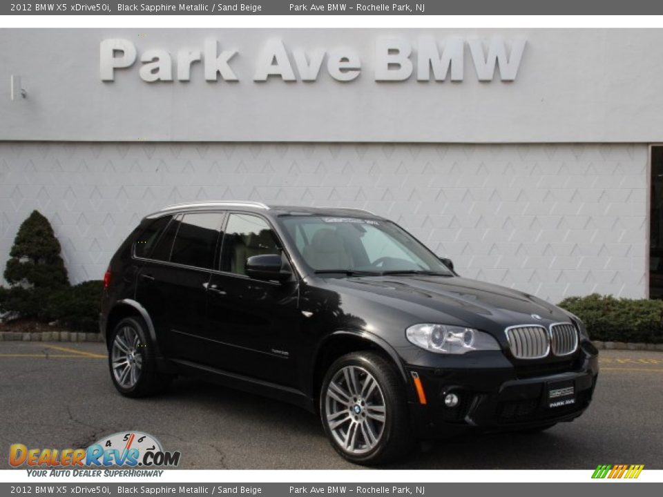 2012 BMW X5 xDrive50i Black Sapphire Metallic / Sand Beige Photo #1