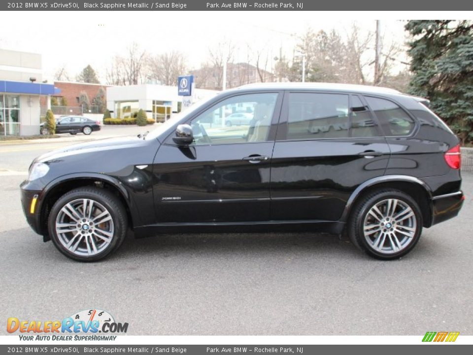 2012 BMW X5 xDrive50i Black Sapphire Metallic / Sand Beige Photo #6