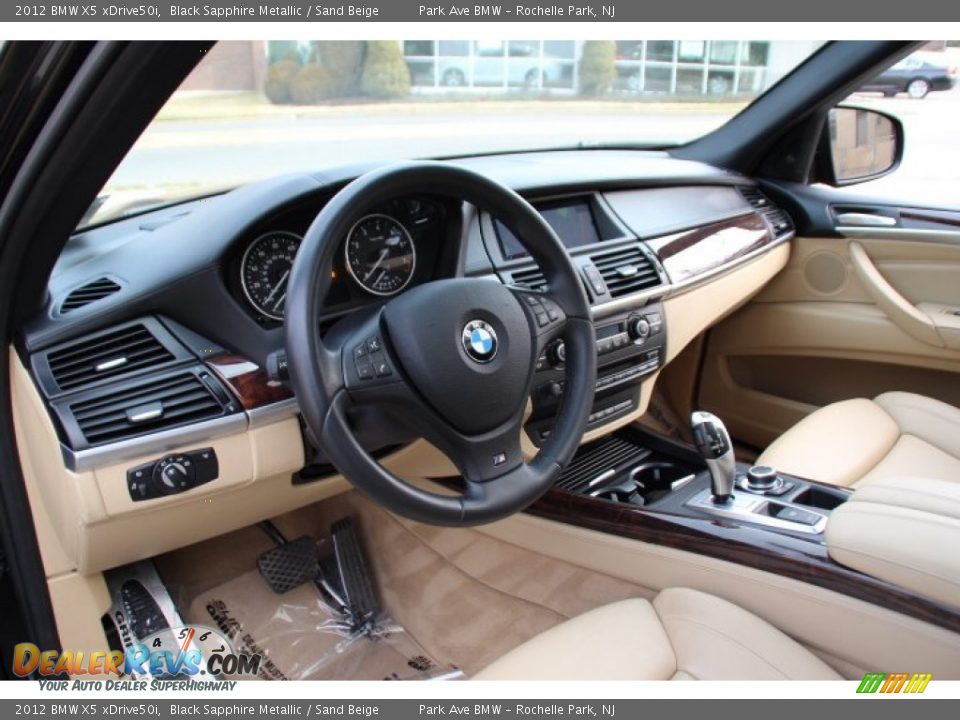 2012 BMW X5 xDrive50i Black Sapphire Metallic / Sand Beige Photo #10