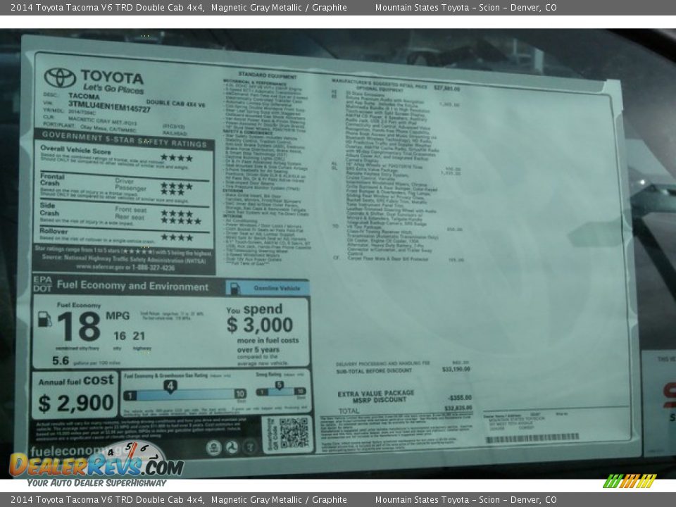2014 Toyota Tacoma V6 TRD Double Cab 4x4 Magnetic Gray Metallic / Graphite Photo #10