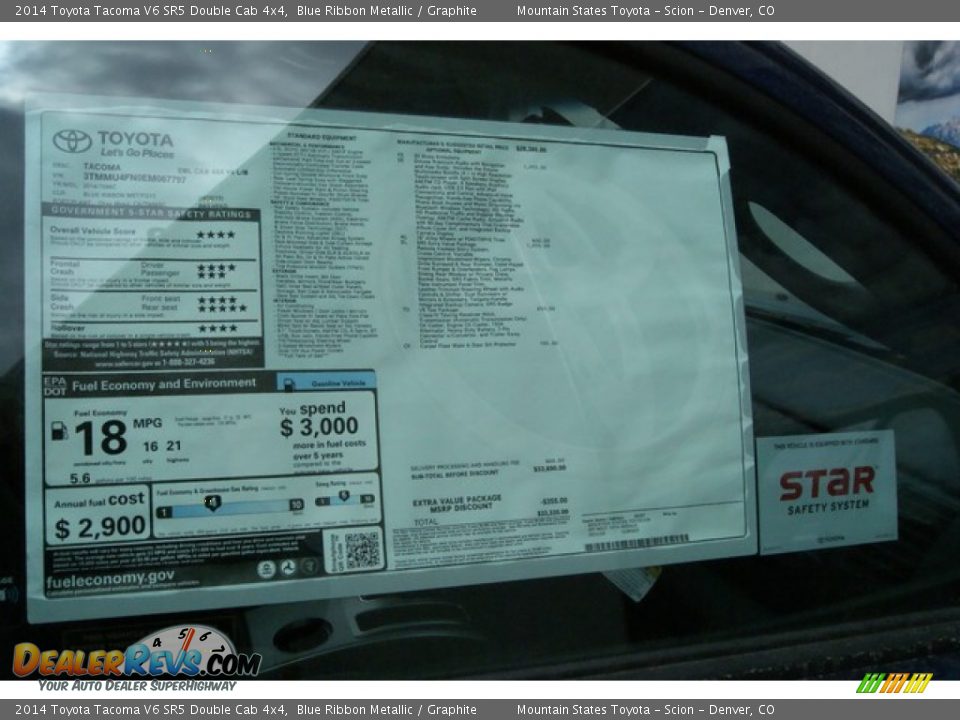 2014 Toyota Tacoma V6 SR5 Double Cab 4x4 Blue Ribbon Metallic / Graphite Photo #10