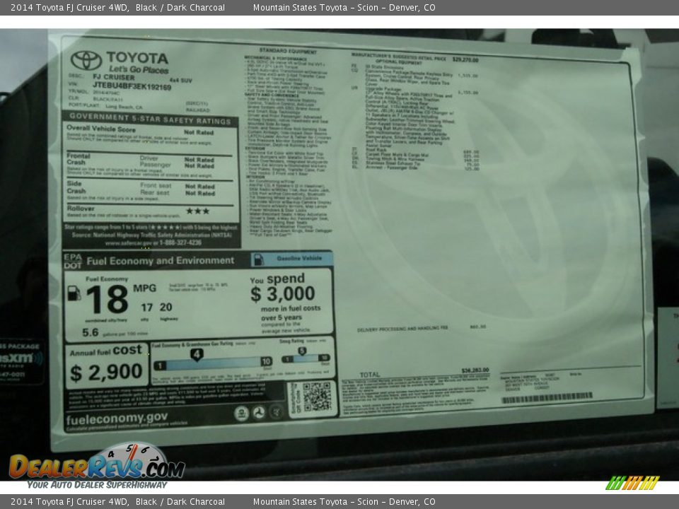 2014 Toyota FJ Cruiser 4WD Black / Dark Charcoal Photo #11