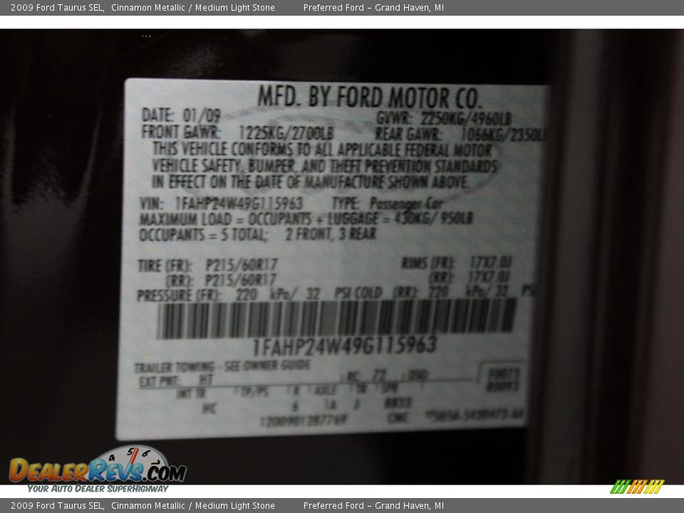 2009 Ford Taurus SEL Cinnamon Metallic / Medium Light Stone Photo #17
