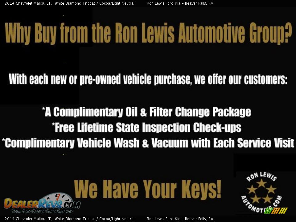 2014 Chevrolet Malibu LT White Diamond Tricoat / Cocoa/Light Neutral Photo #21